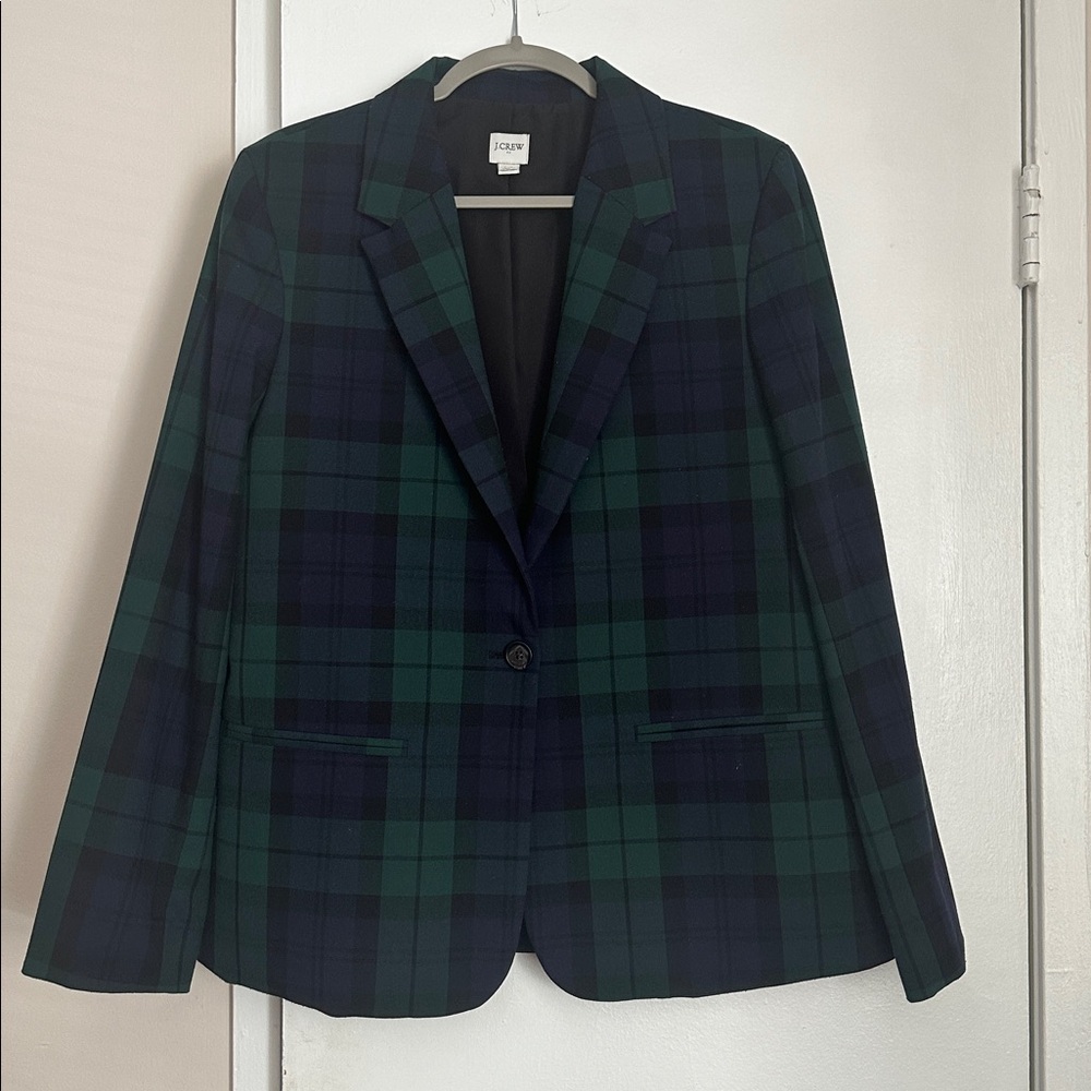 Green and Blue Plaid Blazer